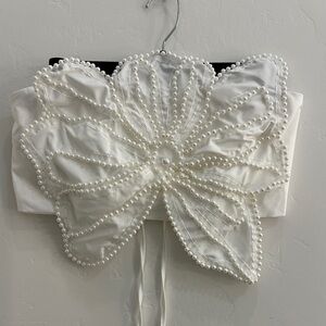 Elegant White Pearl Embellished Women's Top